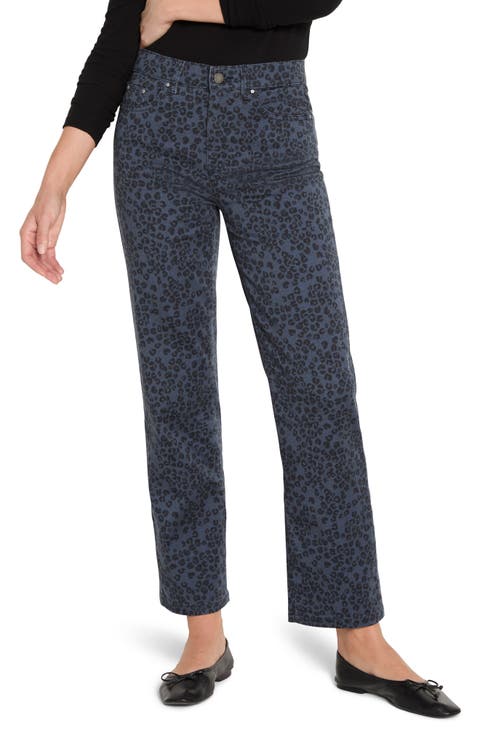 Recess Leopard Print Straight Leg Ankle Jeans