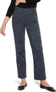 NIC+ZOE Recess Leopard Print Straight Leg Ankle Jeans