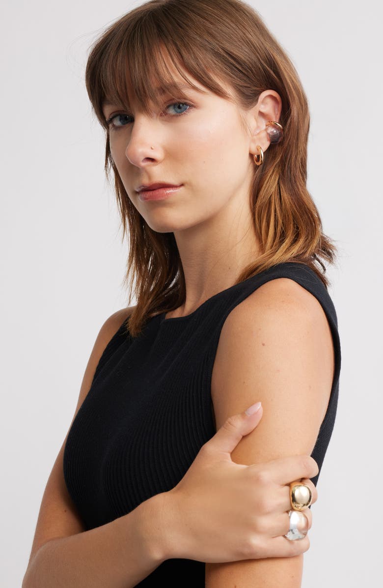 Open Edit Set of Two Domed Rings, Alternate, color, Clear- Gold