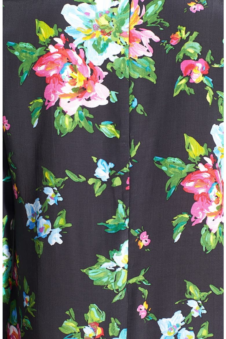 Long Sleeve Crepe Shift Dress, Alternate, color, BLACK/ FLORAL