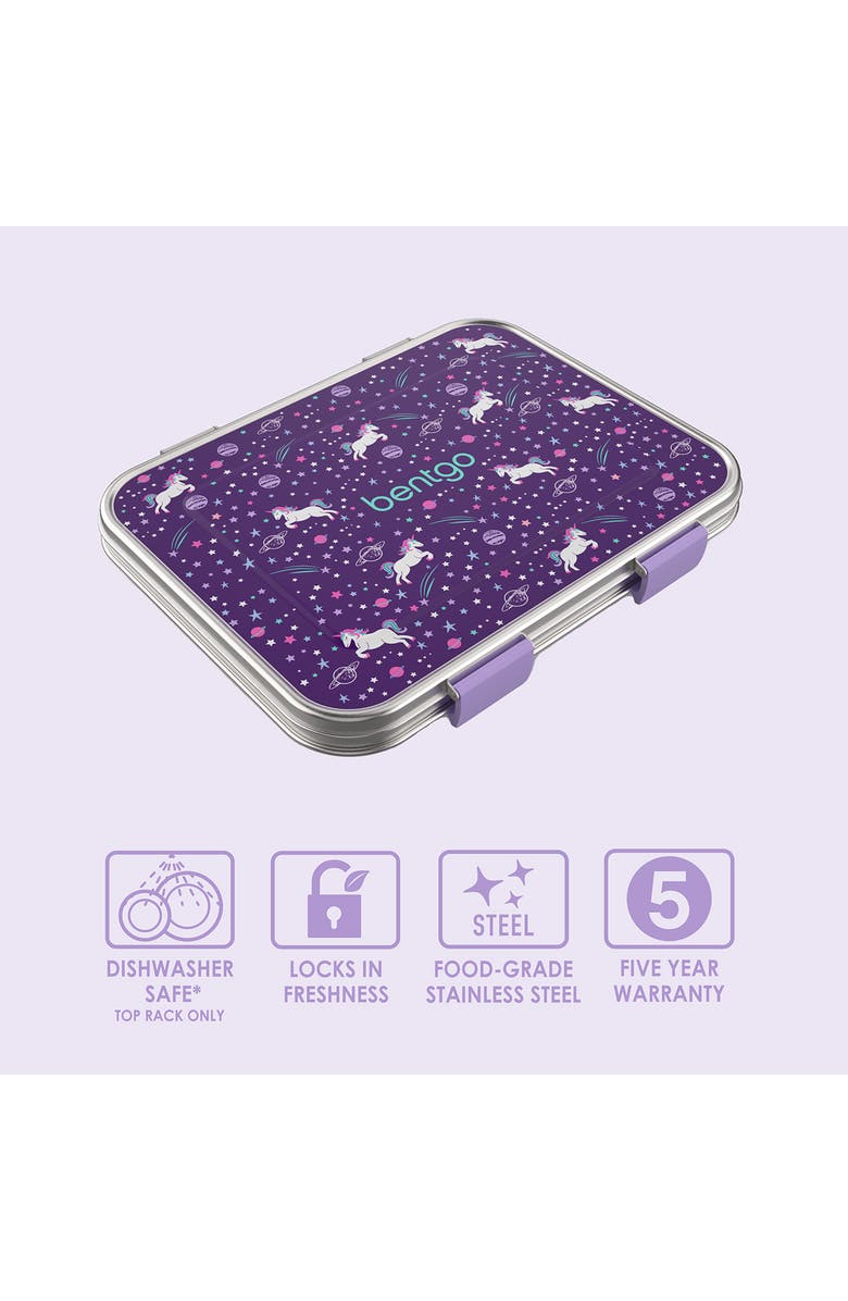 BENTGO Kids' Stainless Steel Prints Lunch Box - Unicorn, Alternate, color, 