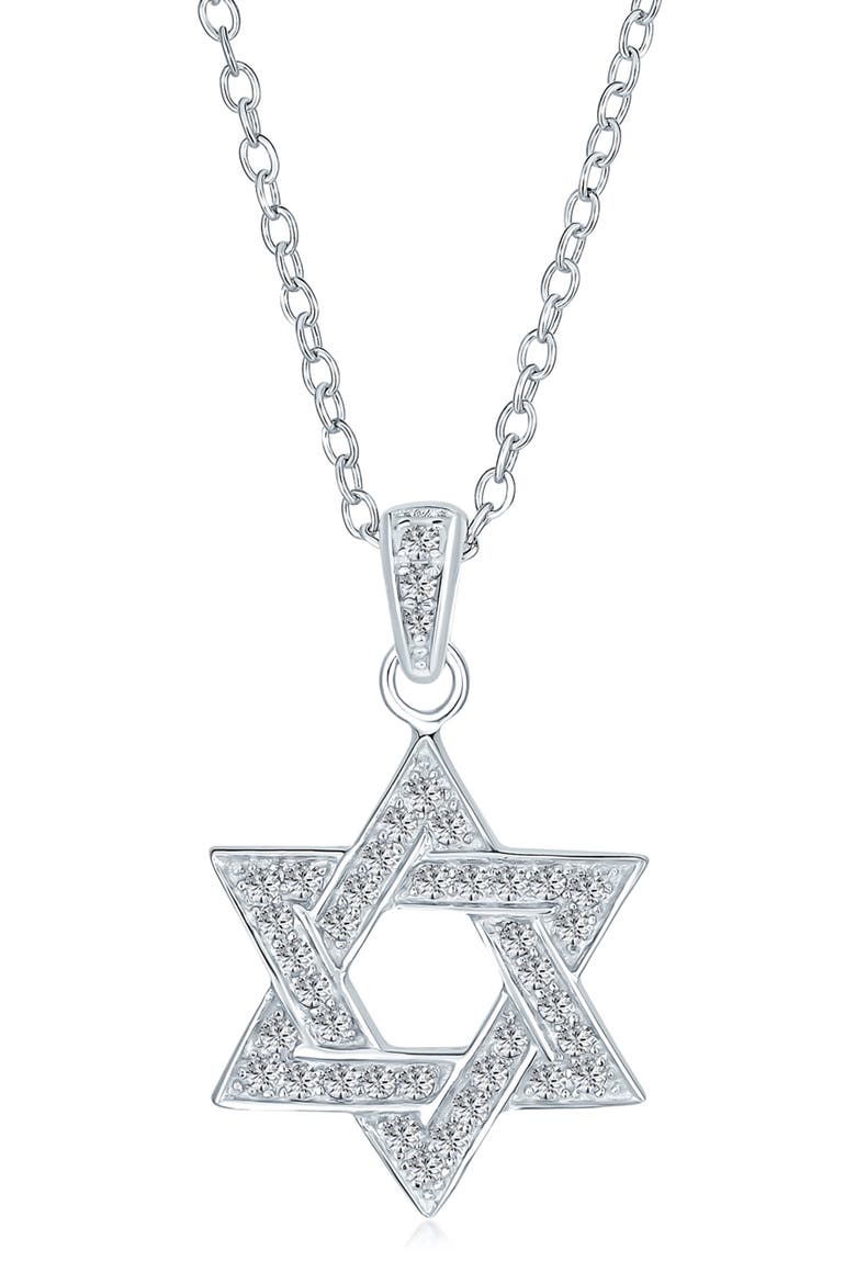 Star of David CZ Necklace, Main, color, CLEAR
