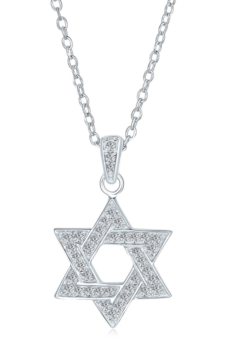BLING JEWELRY Star of David CZ Necklace, Main, color, 