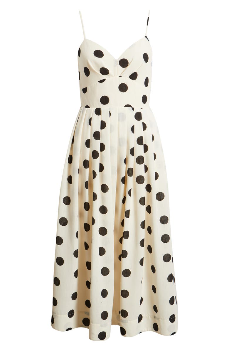 Julia Jordan Polka Dot Midi Dress, Alternate, color, Ivory Black