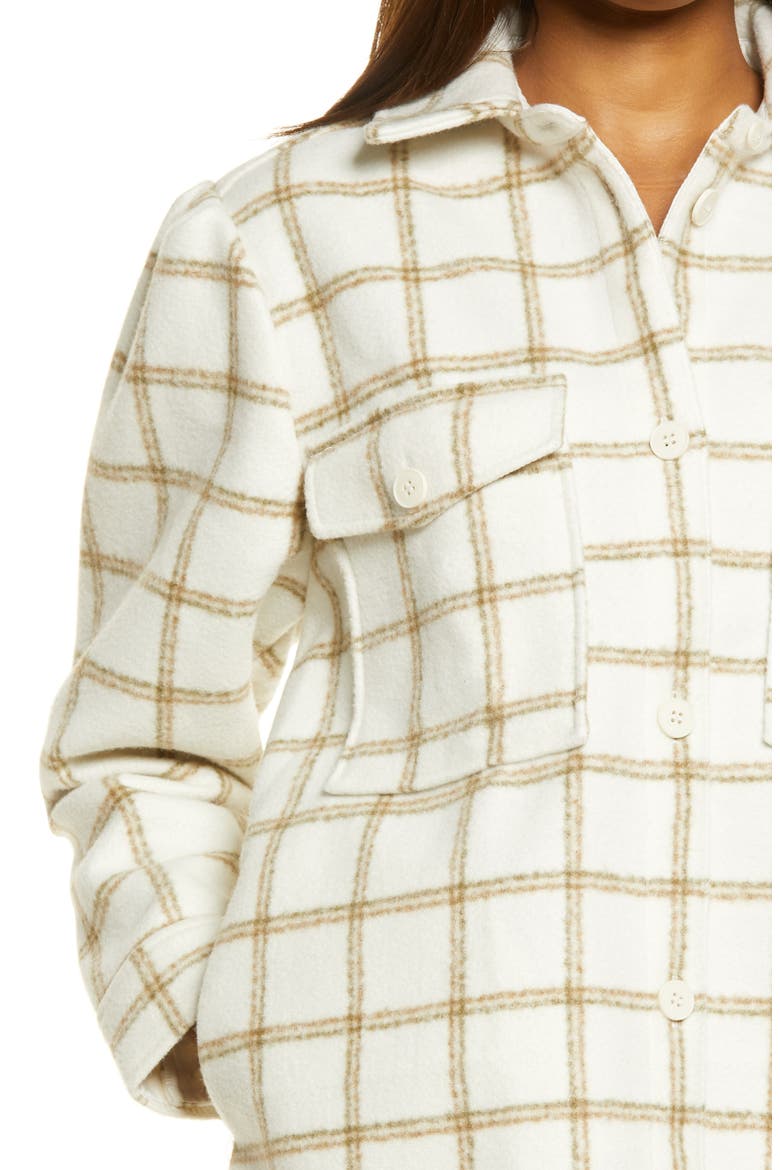 Plaid Puff Sleeve Shirt Jacket, Alternate, color, IVORY CARSONPANE