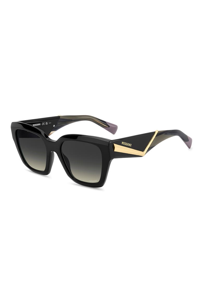 53mm Gradient Square Sunglasses, Alternate, color, BLACK/ GREY BROWN