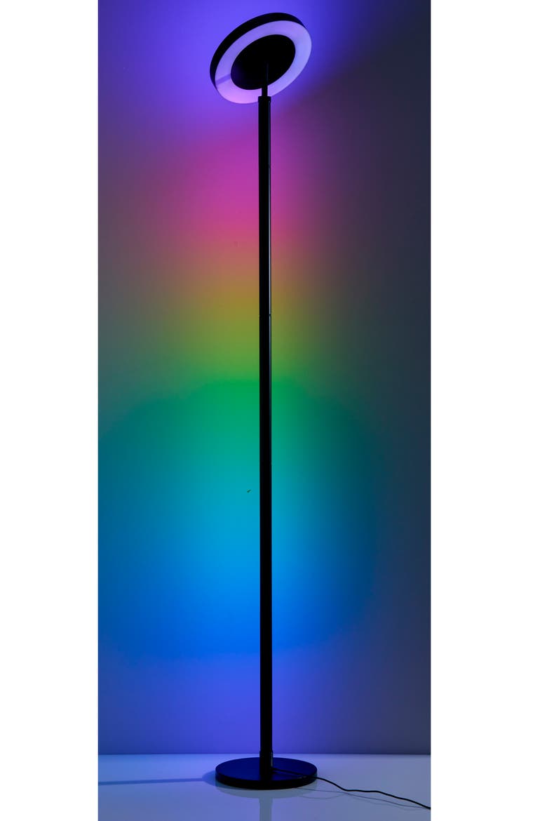 Luther RGB Color Changing Torchiere Floor Lamp, Alternate, color, BLACK