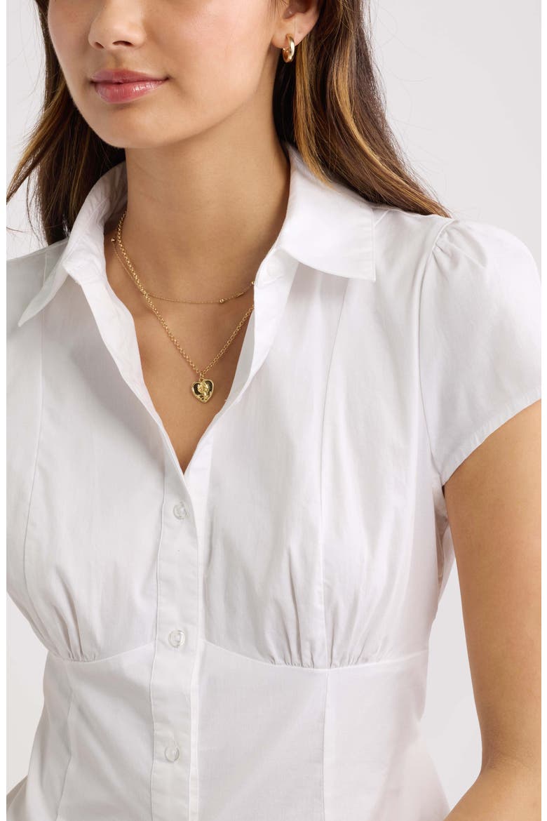 Ruched Empire Waist Button Shirt, Alternate, color, WHITE