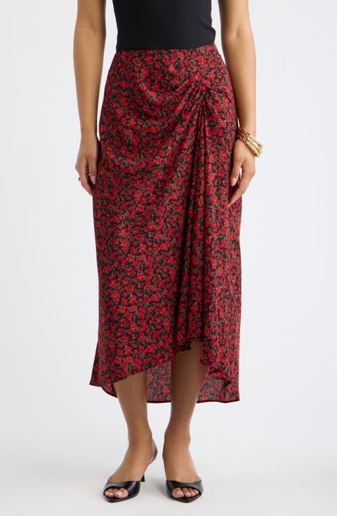 Ruched Side Midi Skirt