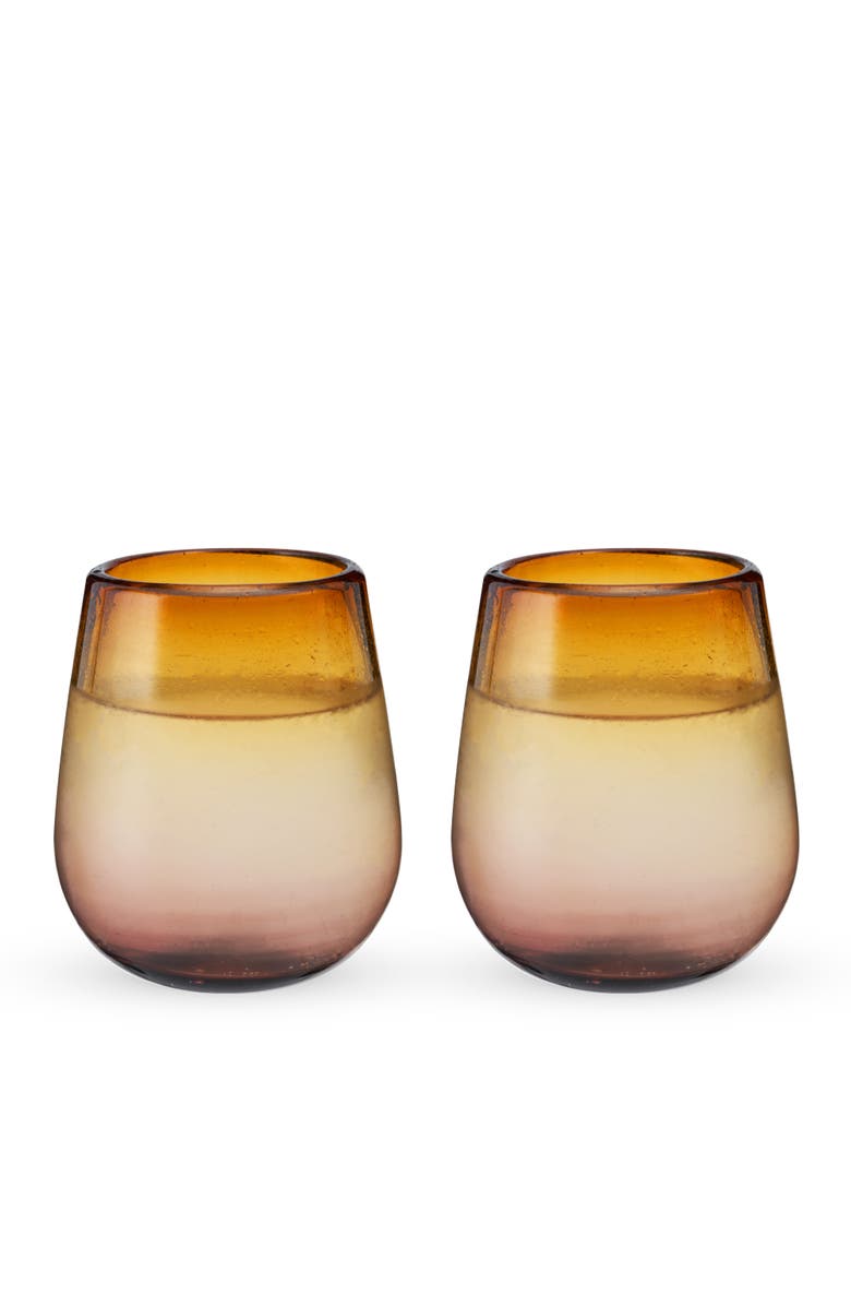 TWINE Segunda Vida El Ocaso Recycled Stemless Wine Glasses Set of 2, Main, color, Brown
