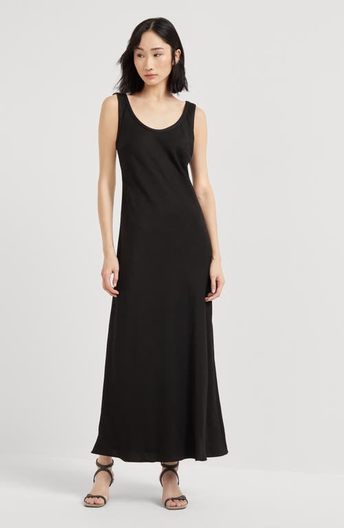 Brunello Cucinelli Fluid Twill Tank Dress In Black