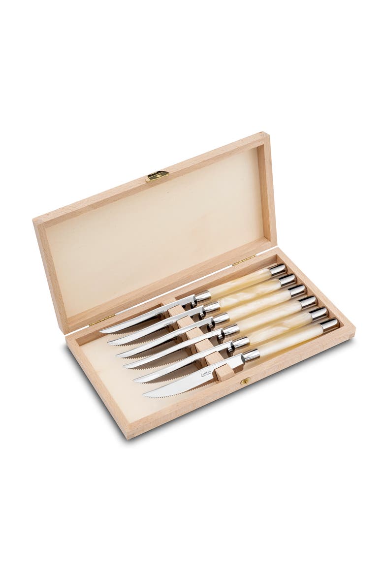Conty - Box of 6 Steak Knives, Main, color, Pearl