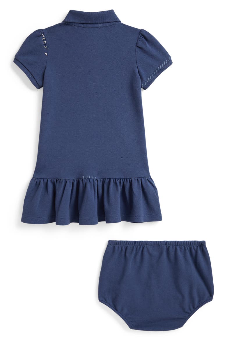 Patchwork Appliqué Stretch Cotton Mesh Polo Top & Bloomers Set, Alternate, color, OLD ROYAL