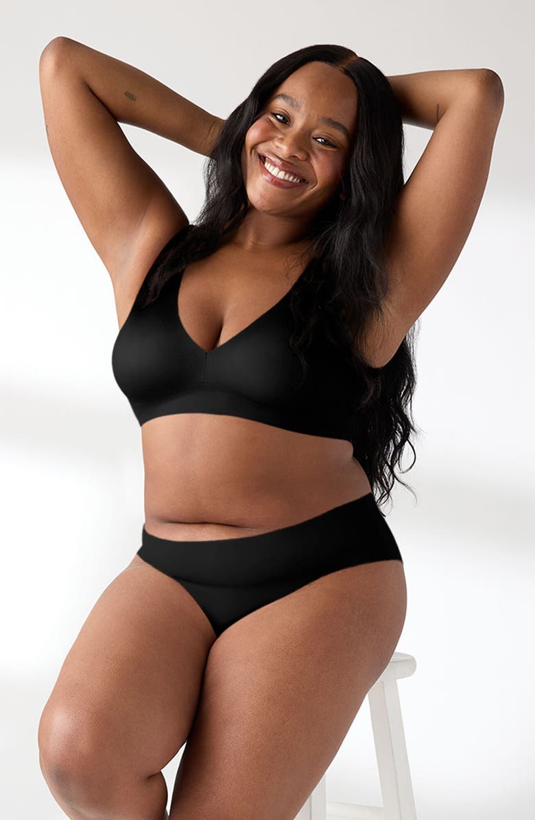 True & Co True Body Sheen Unlined Wirefree Bralette, Alternate, color, Black