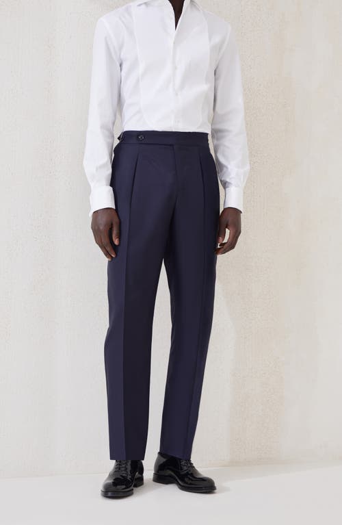 Brunello Cucinelli Tuxedo Trousers With Pleats In Blue