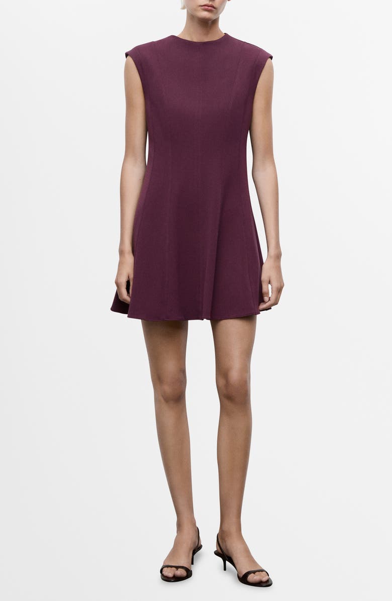 MANGO Seam Sleeveless Minidress, Main, color, Burgundy