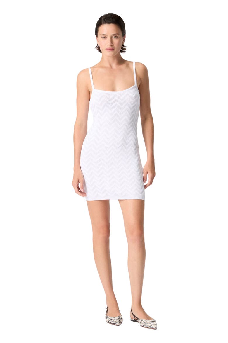 Mini Dress In Cotton And Viscose Chevron, Main, color, White