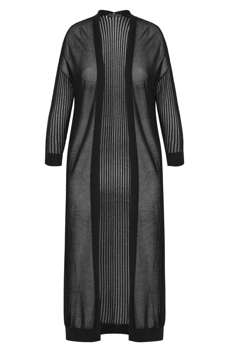 City Chic Gigi Sheer Cardigan, Alternate, color, Black