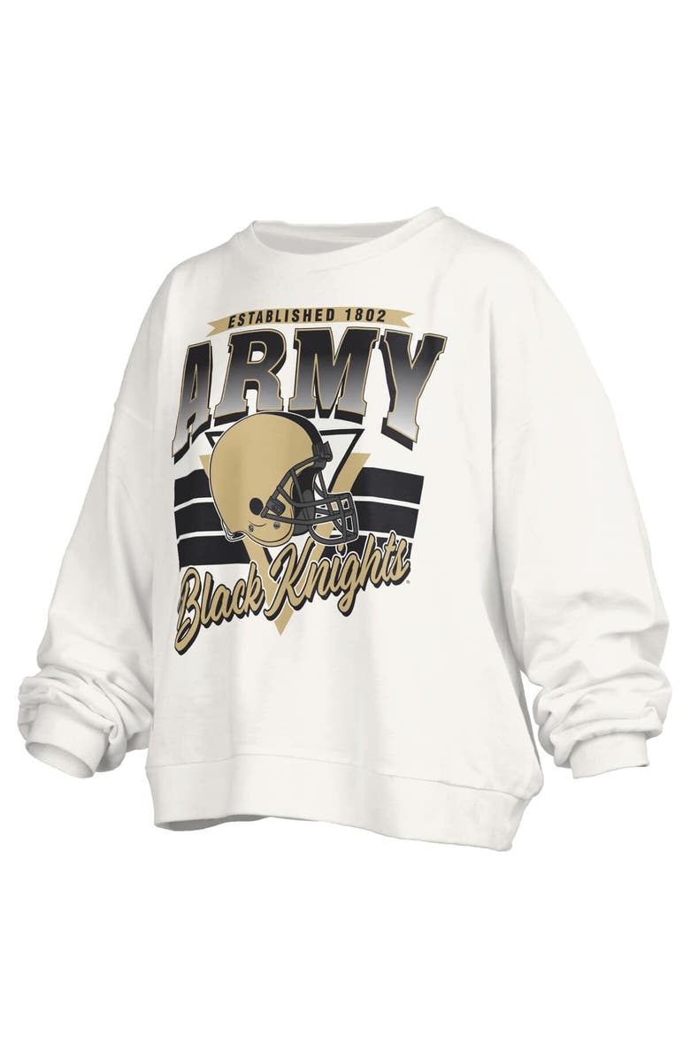 PRESSBOX Women's Pressbox White Army Black Knights Oversized Janice Retro Waist-Length Pullover Sweatshirt, Alternate, color, White