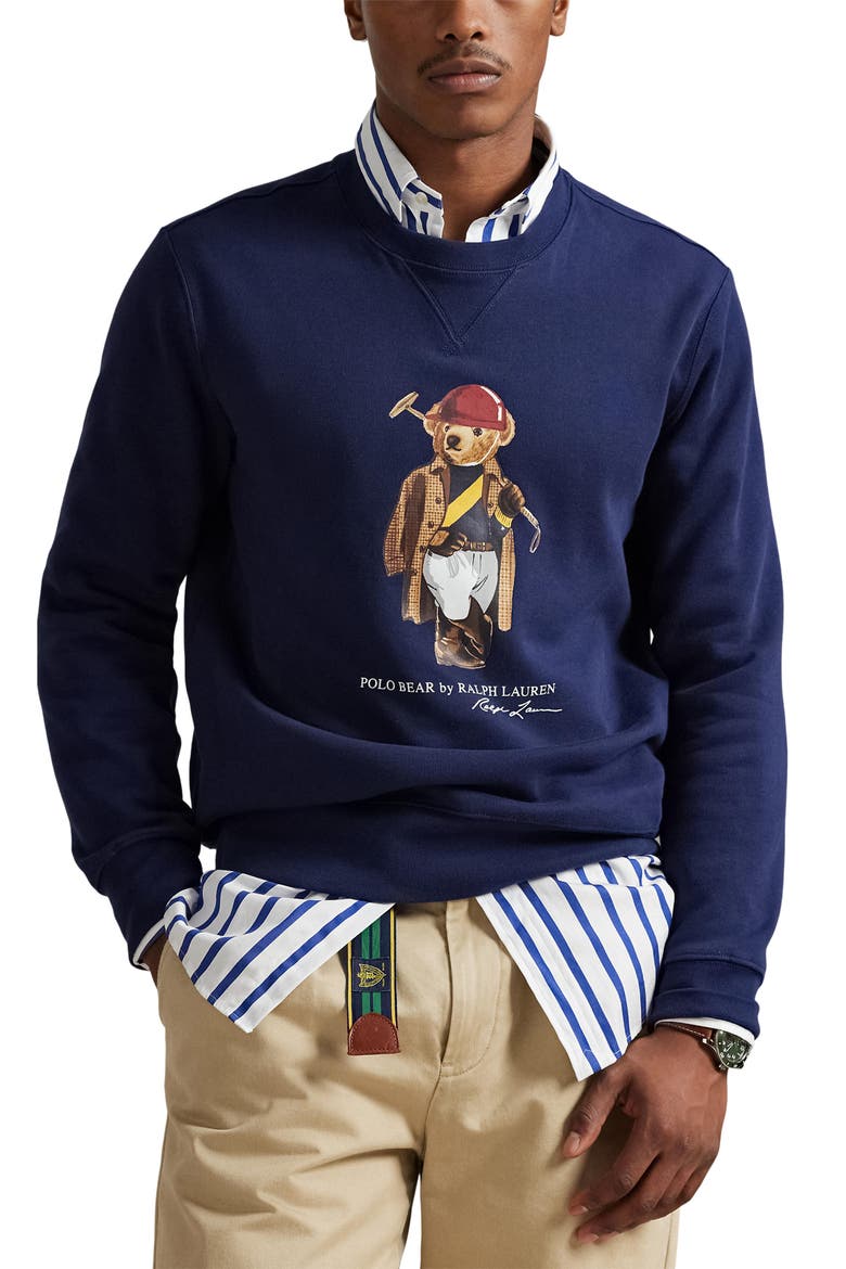 Polo Bear Fleece Graphic Sweatshirt, Main, color, NEWPORT NAVY-SOCIETY BEAR