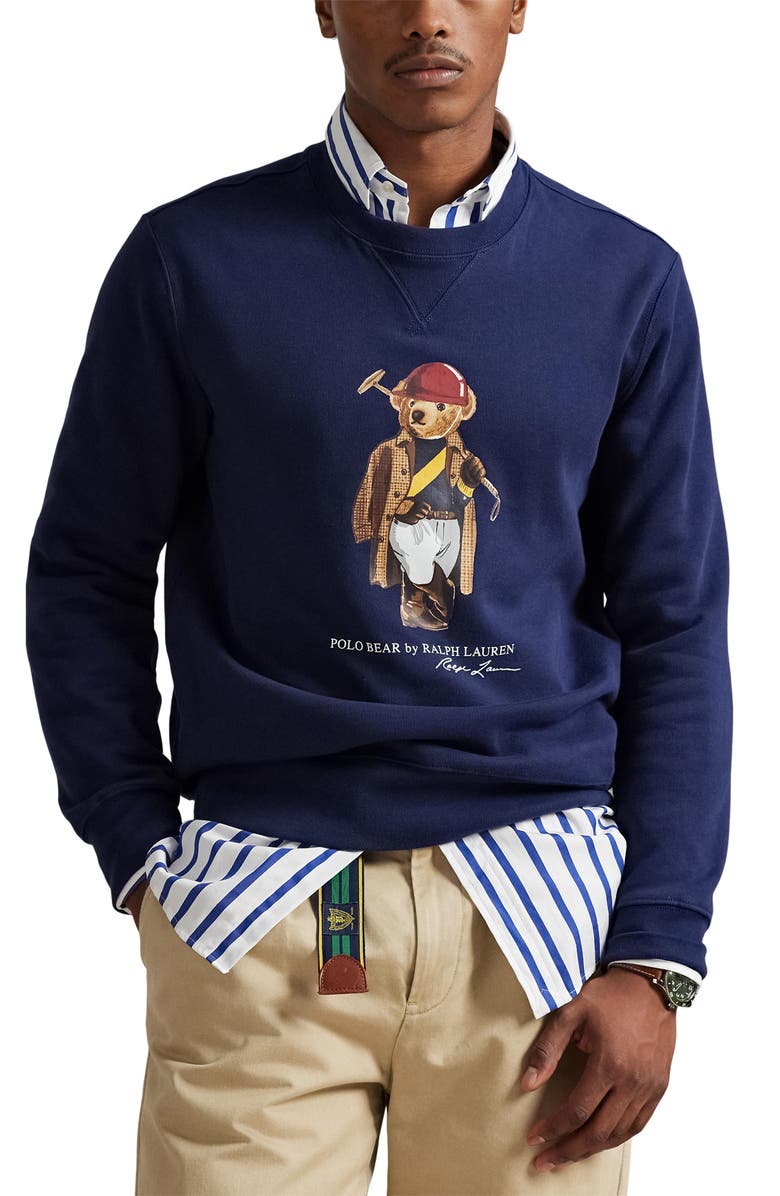 Polo Ralph Lauren Polo Bear Fleece Graphic Sweatshirt, Main, color, Newport Navy-Society Bear