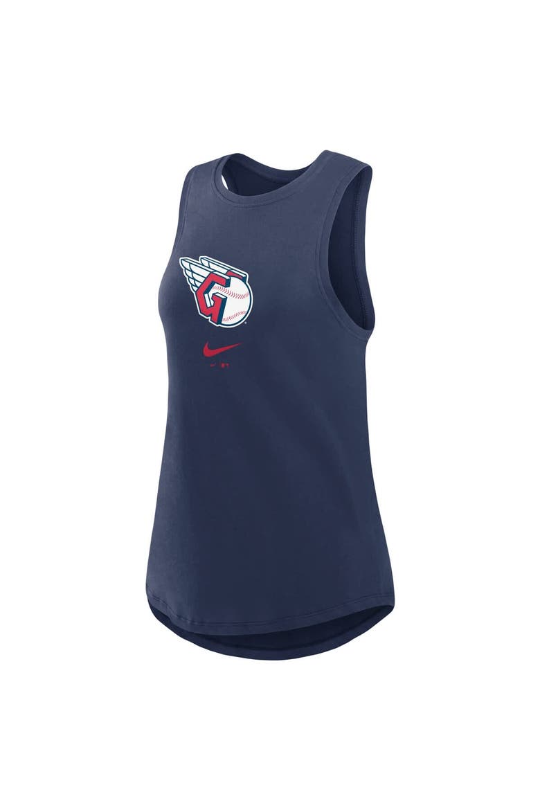 Women's Nike Navy Cleveland Guardians Legacy Icon High Neck Performance Tank Top, Alternate, color, Navy