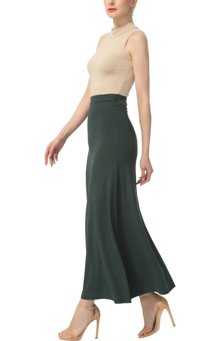 Kimi & Kai Women's Waist Ruched Maxi Skirt, Alternate, color, Forest Green