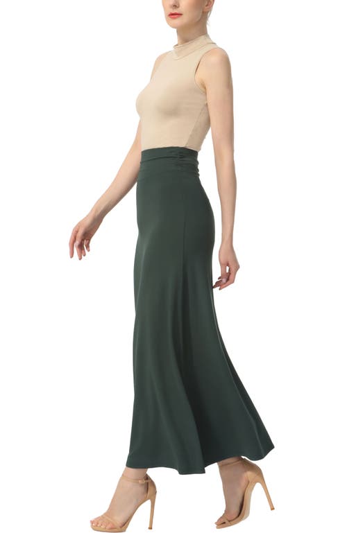 Kimi & Kai Waist Ruched Maxi Skirt In Forest Green