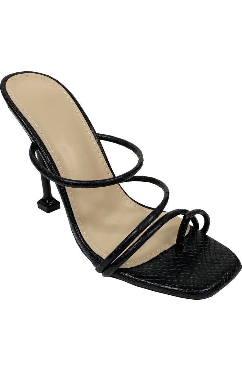 MIQUE Rachel Snakeskin Embossed Strappy Mule Sandal, Main, color,