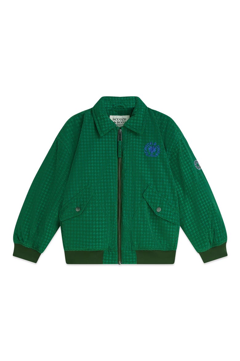 Kids' Flocked Houndstooth Aviator Jacket, Main, color, GREEN JACKET