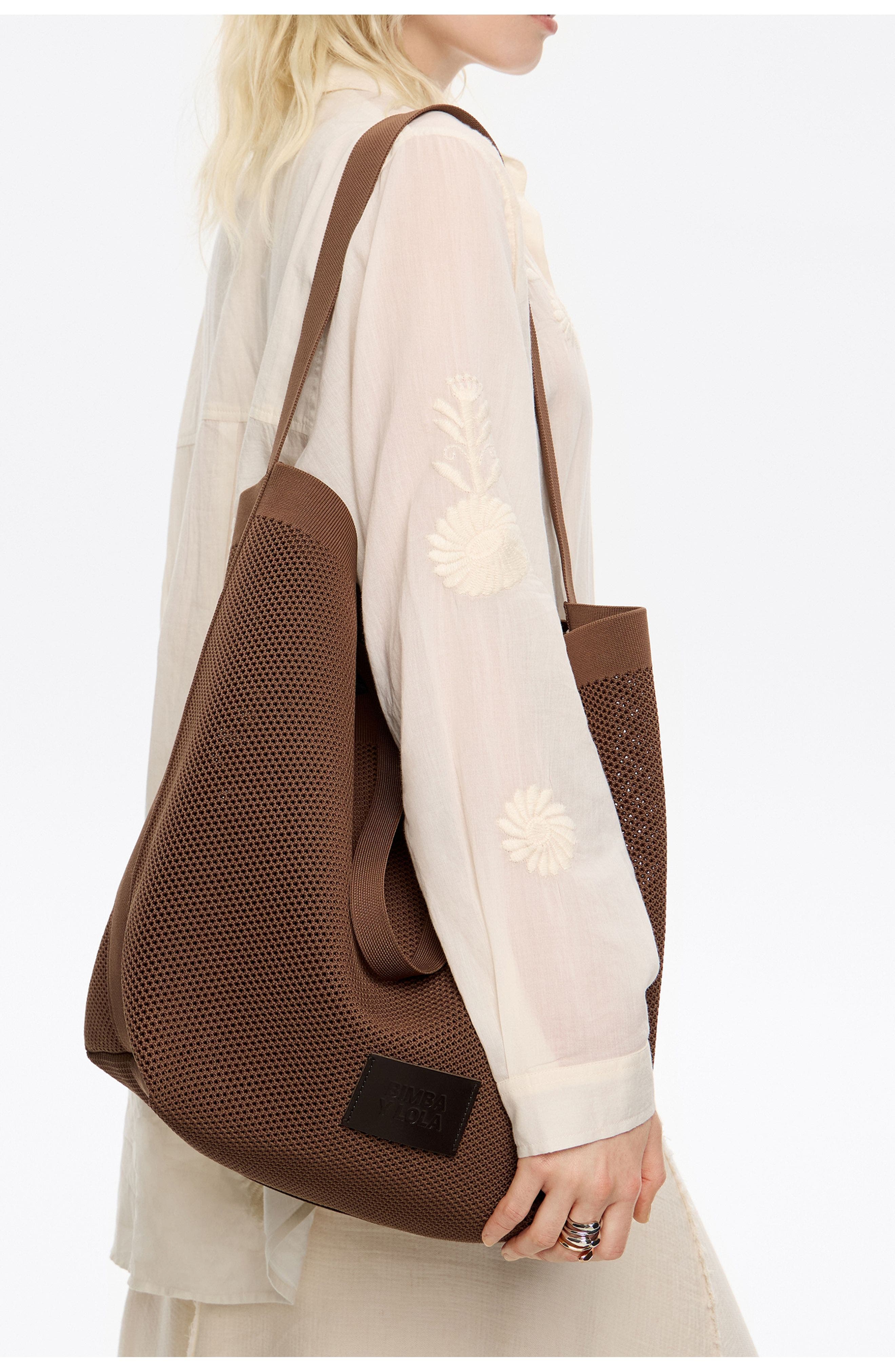 Large Flyknit Shopper Bag, Alternate, color, BROWN