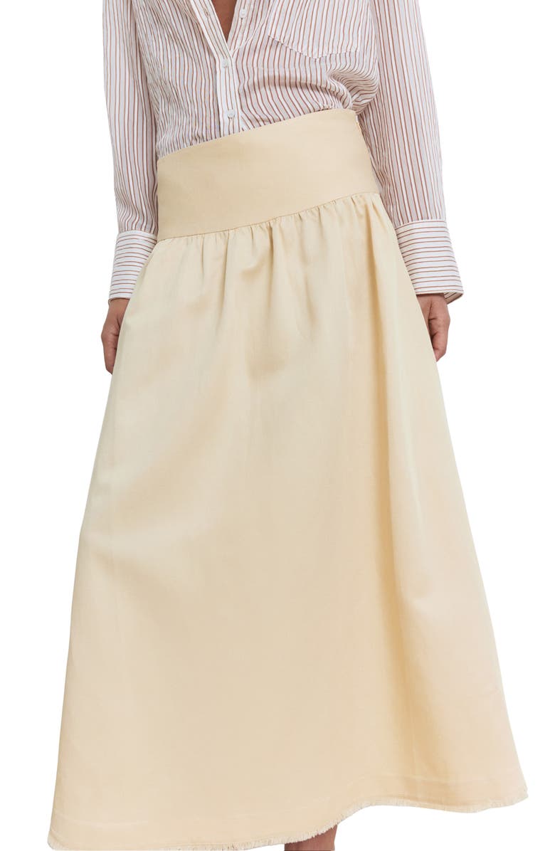 MANGO Fiona Fray Hem Skirt, Main, color, Pastel Yellow