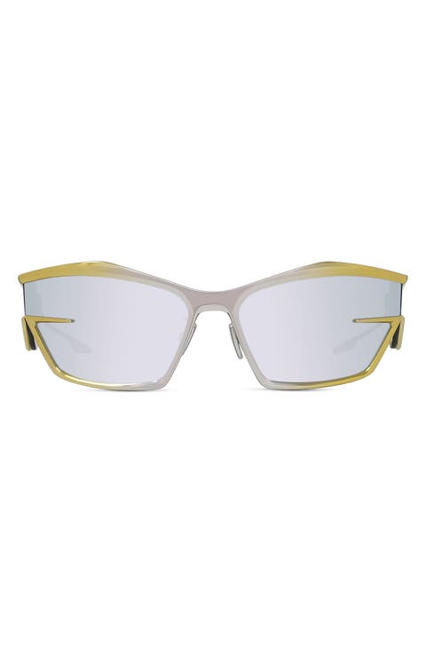 GV Cut 66mm Mirrored Oversize Geometric Sunglasses
