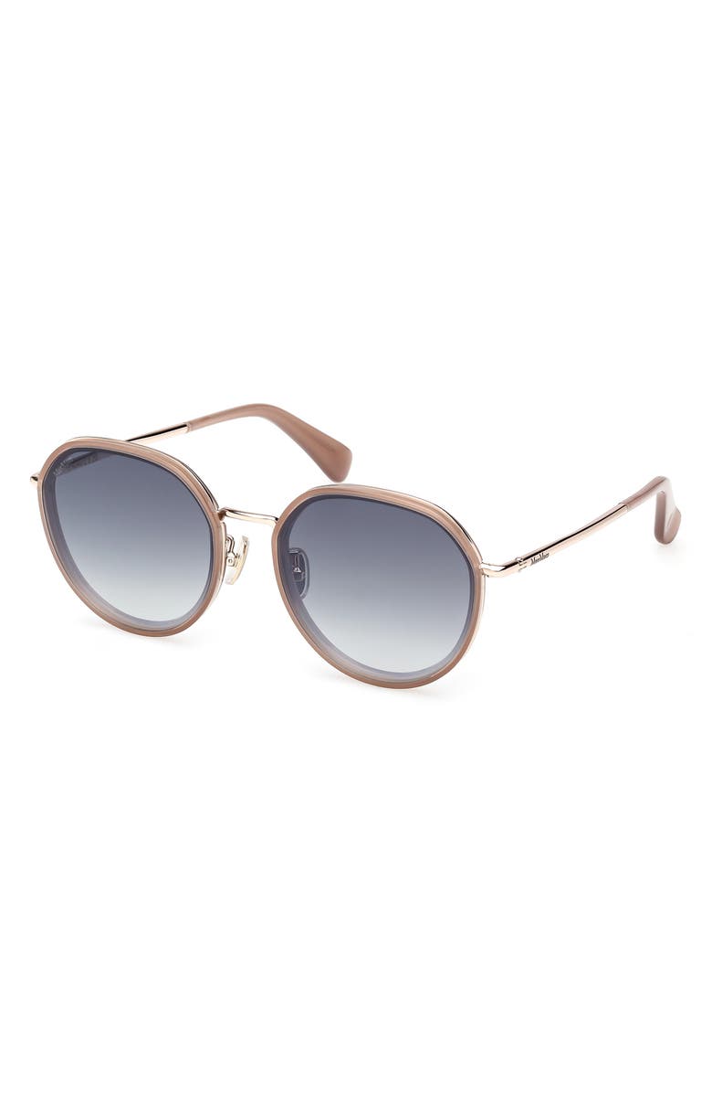 Max Mara 57mm Round Sunglasses, Alternate, color, Shiny Beige / Gradient Smoke
