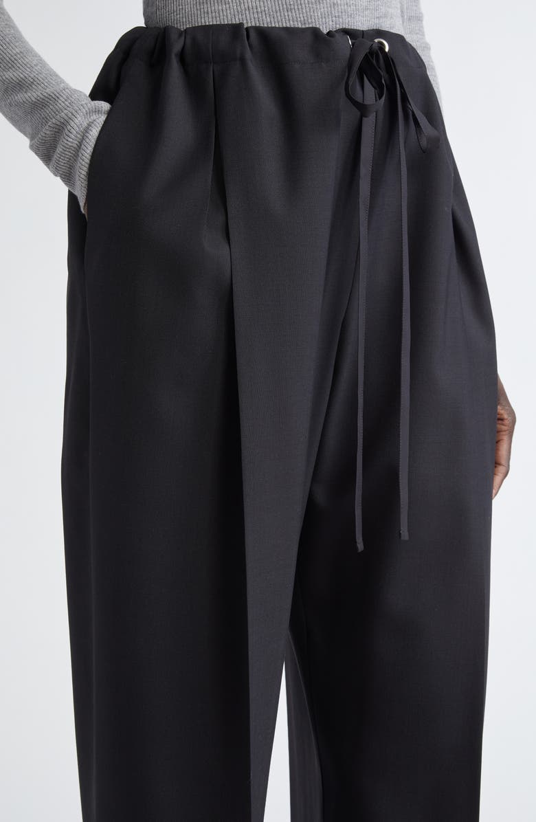 Khaite Trenton Pleated Tropical Wool Drawstring Pants, Alternate, color,