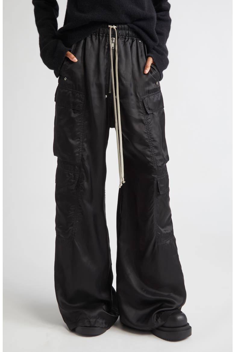 Cargobelas Satin Cargo Pants, Main, color, BLACK
