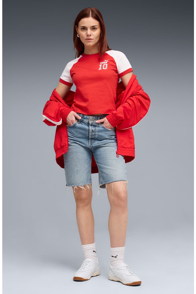Future Archive Slim Colorblock Cotton T-Shirt, Alternate, color, FOR ALL TIME RED