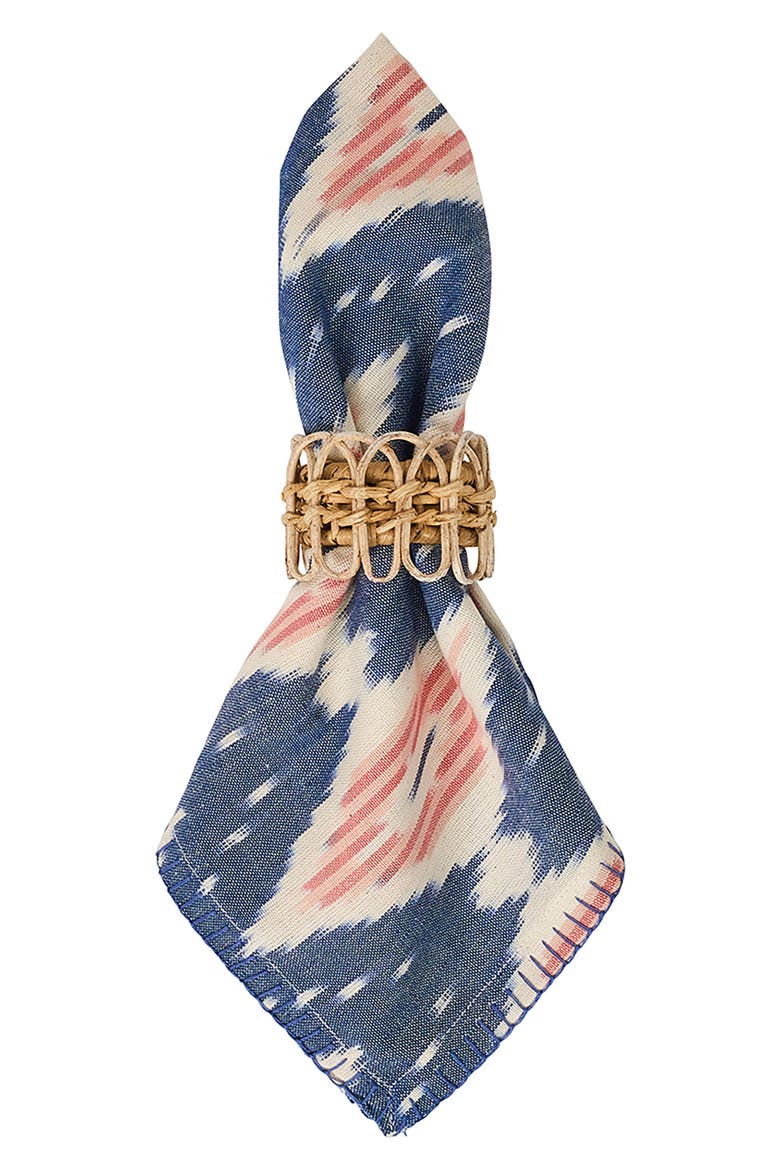 Ikat Set of 4 Cotton Napkins, Alternate, color, BLUE MULTI