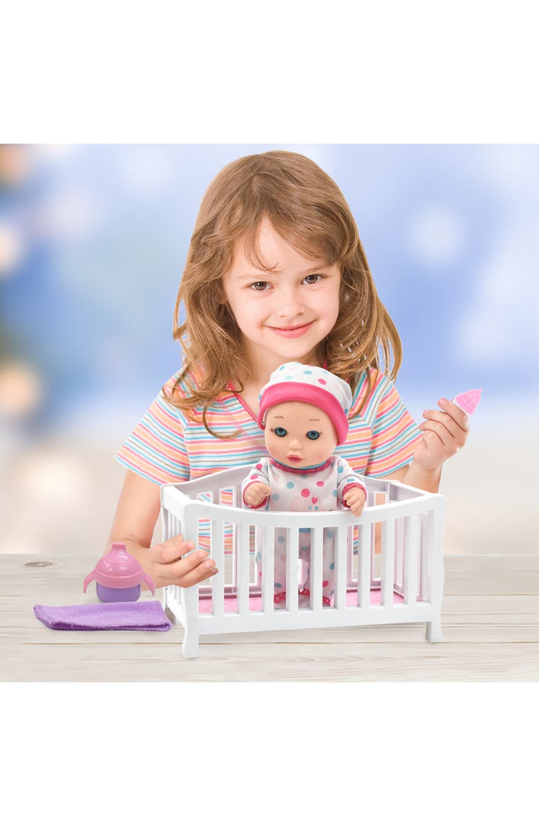 Magic Nursery Doll In Crib 8" Baby Doll Playset 2+, Alternate, color, Multicolored