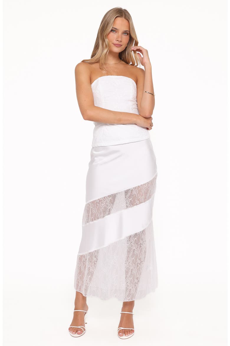 Winona Lace & Satin Maxi Skirt, Alternate, color, WHITE