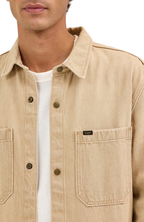Lee Cotton Blend Twill Snap-up Overshirt In Cappucino