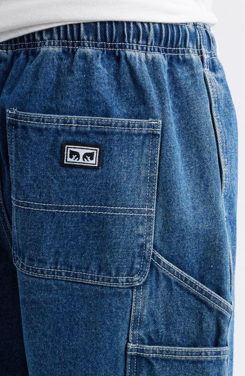 Obey Denim Carpenter Shorts In Blue