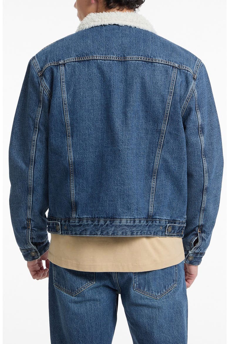 Denim Trucker Jacket with Faux Shearling Collar, Alternate, color, GJWM