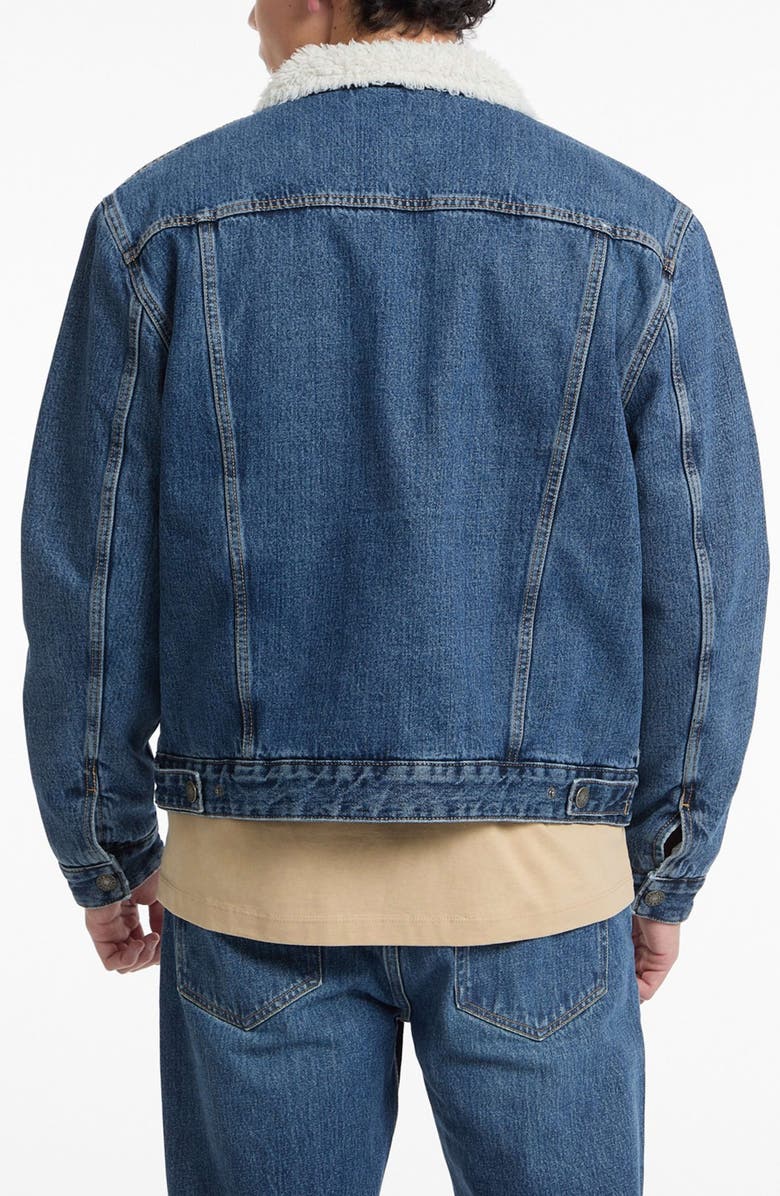 GUESS JEANS Denim Trucker Jacket with Faux Shearling Collar, Alternate, color, Gjwm