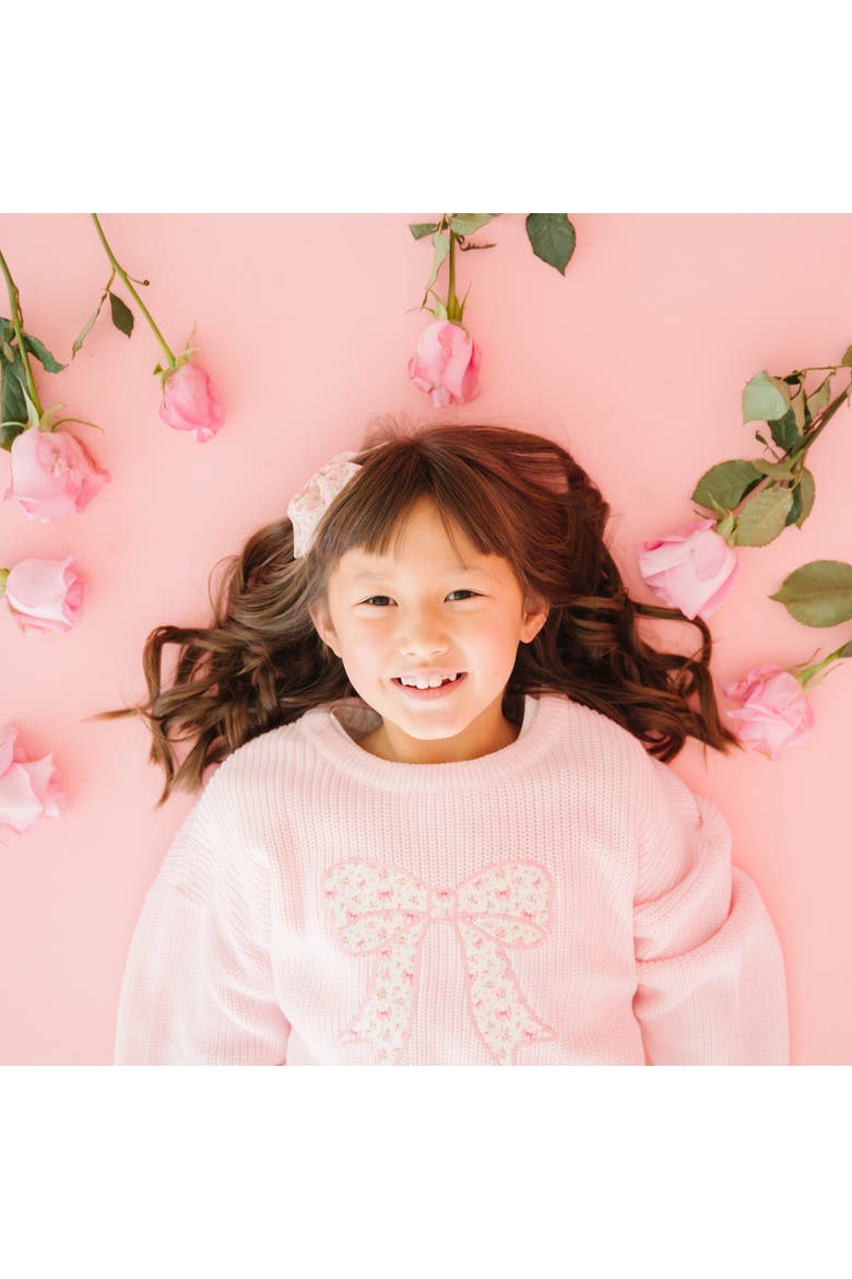 Ditsy Floral Bow Knit Sweater, Alternate, color, Light Pink