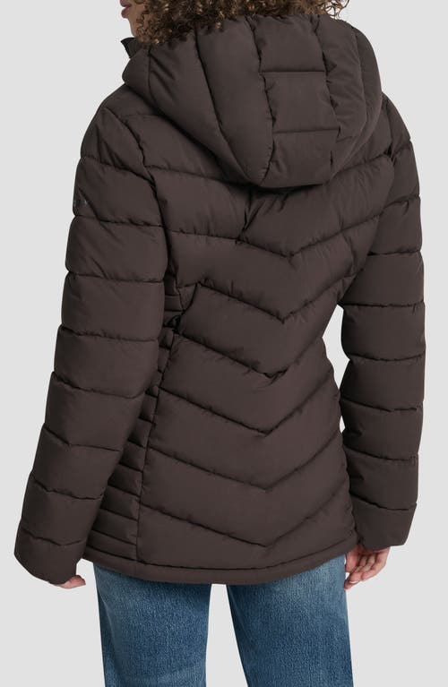 Dkny Cire Packable Hooded Puffer Jacket In Brown