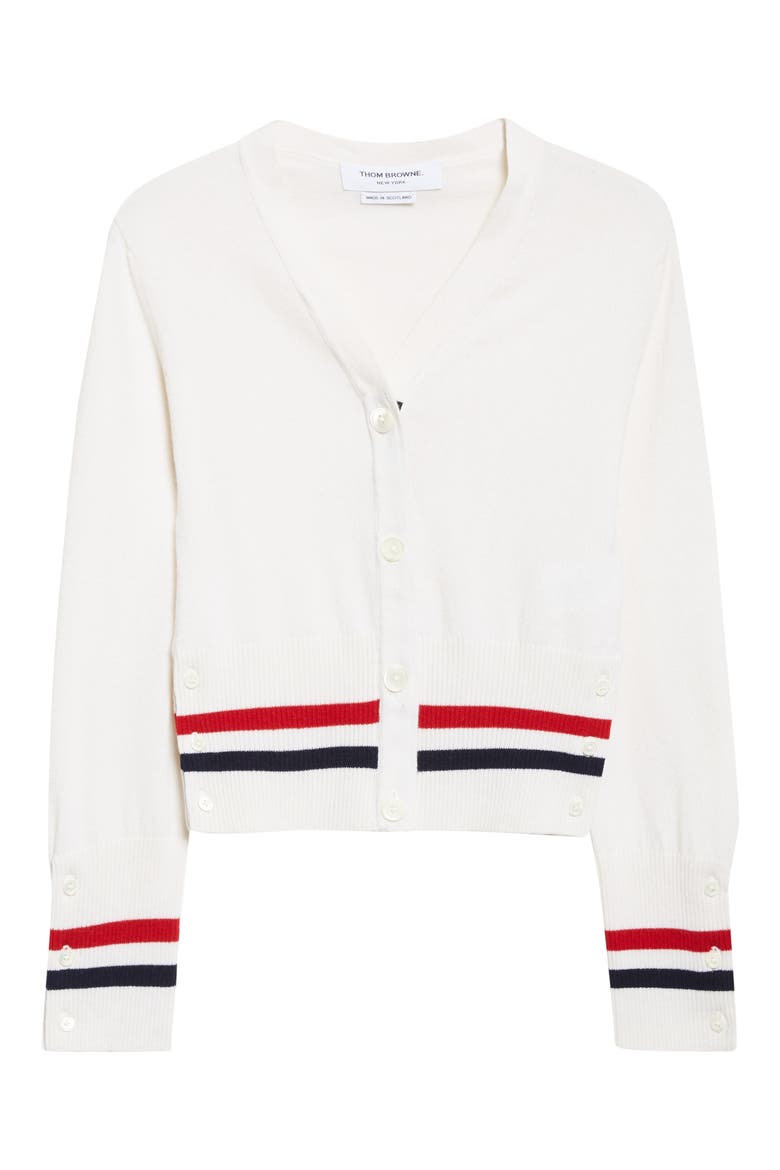 Shrunken Cashmere Cardigan, Alternate, color, WHITE