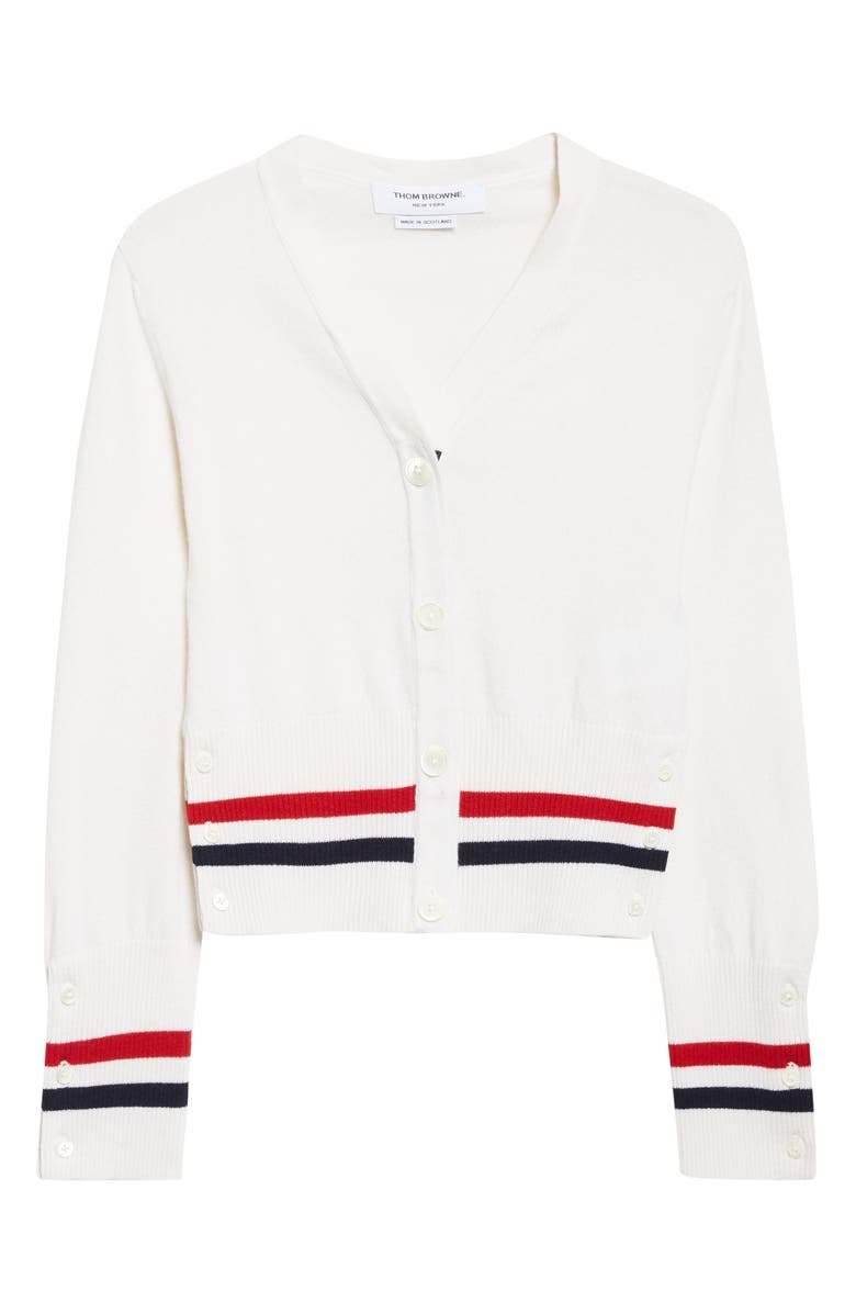 Thom Browne Shrunken Cashmere Cardigan, Main, color, White