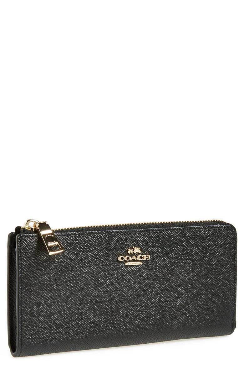 COACH 'Slim Zip' Leather Wallet, Main, color,