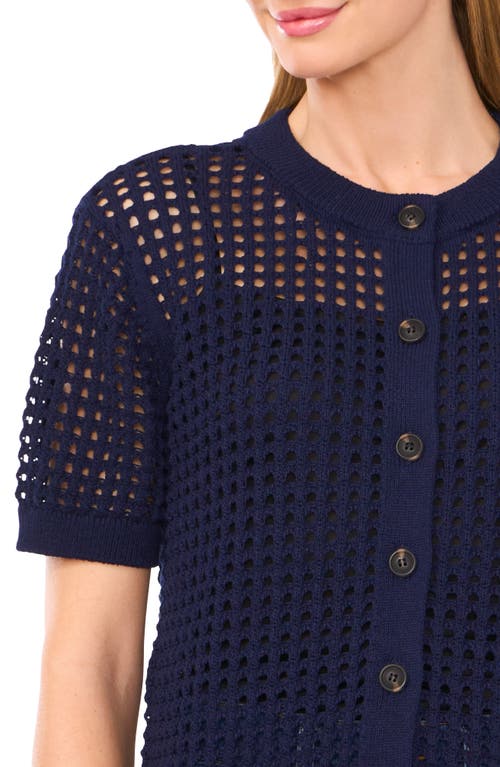 CECE CECE OPEN STITCH SHORT SLEEVE CARDIGAN